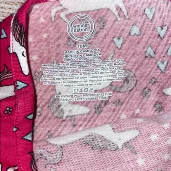 Nwt Wonder Nation Organic baby 18mths Long Sleeve Knit Dress +Pocket Unicorn - Picture 5 of 10
